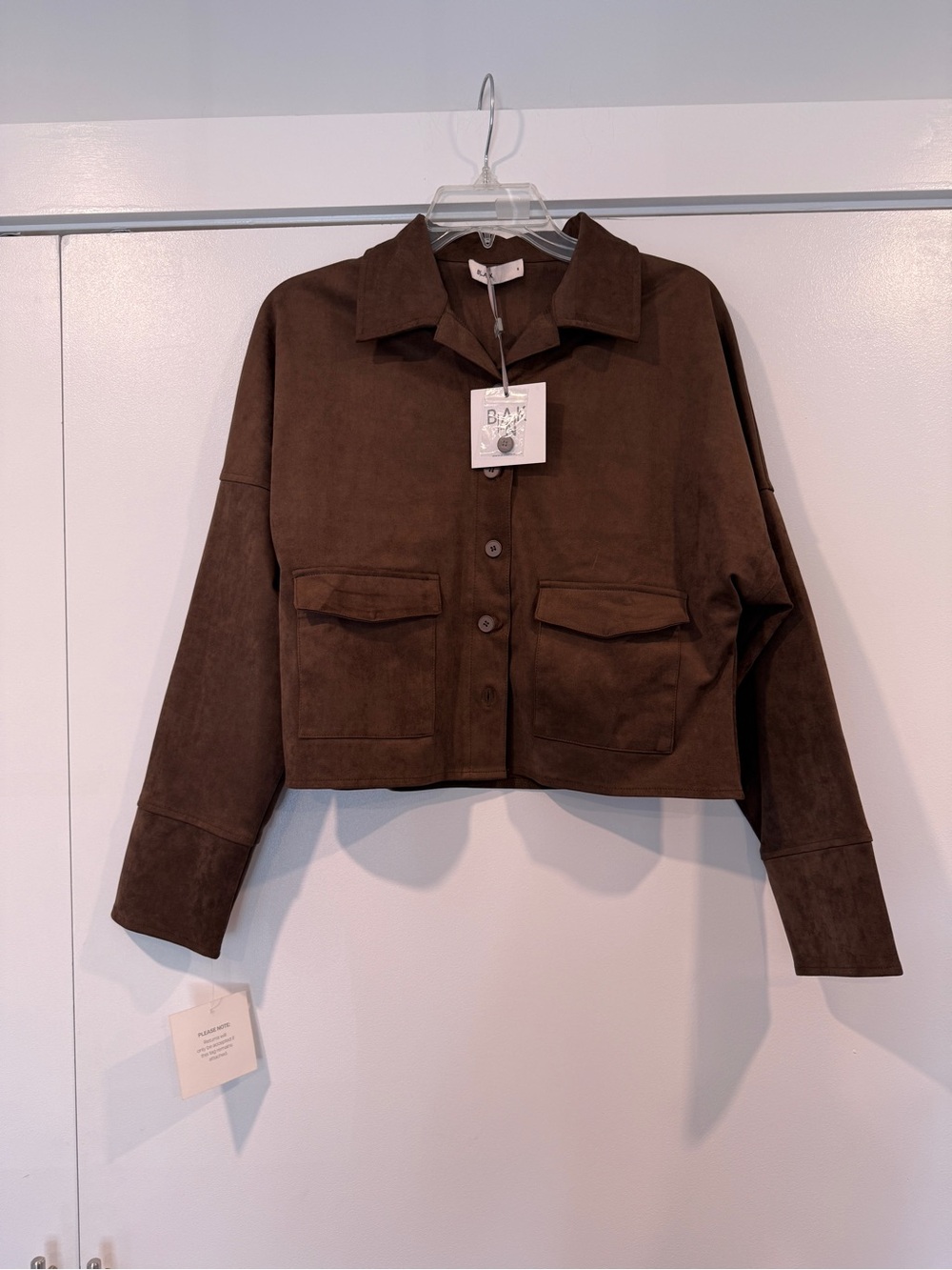 NWT Dress Blank suede brown cropped jacket